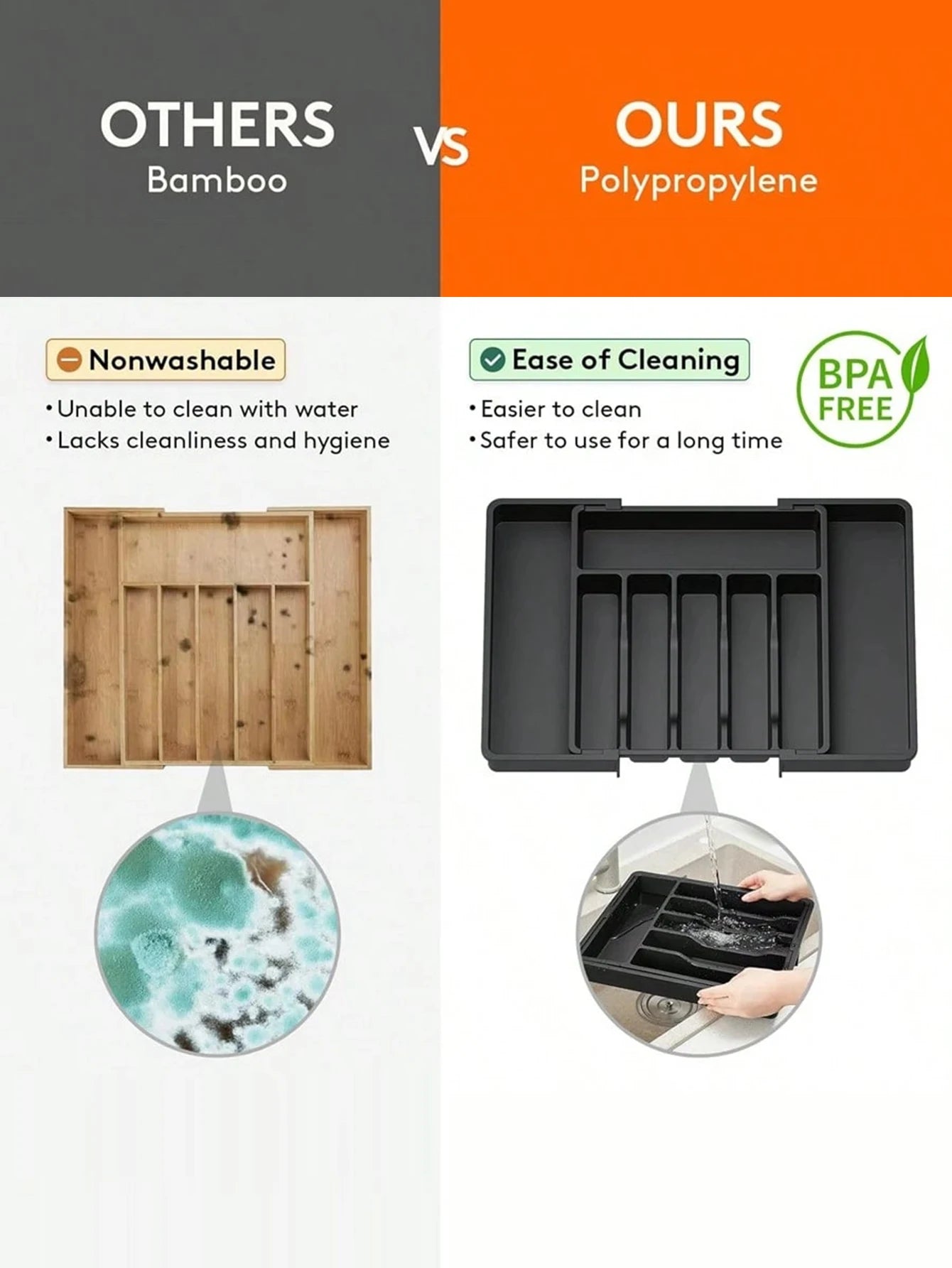 Expandable Cutlery Tray - Simple and directly descriptive.