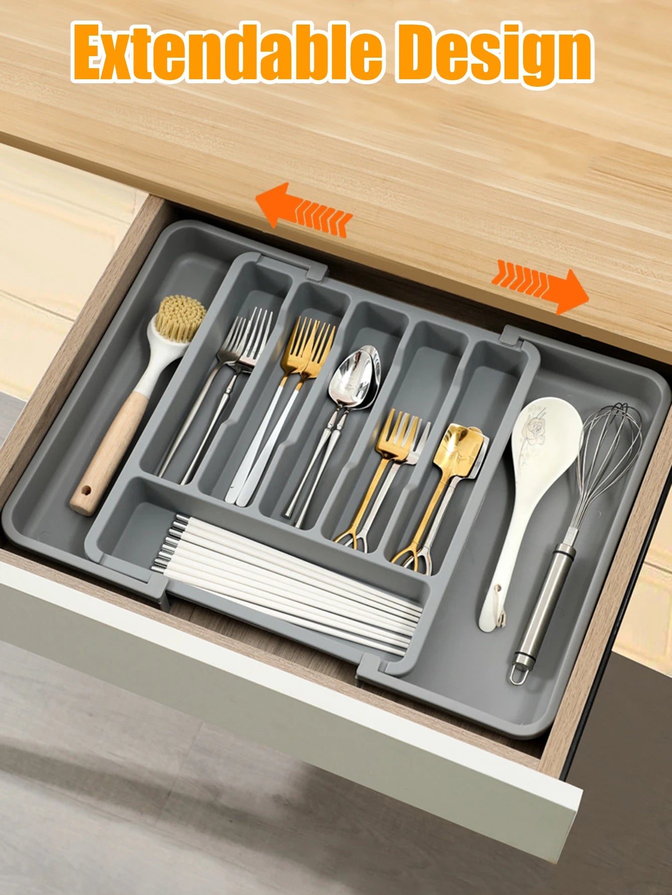 Expandable Cutlery Tray - Simple and directly descriptive.
