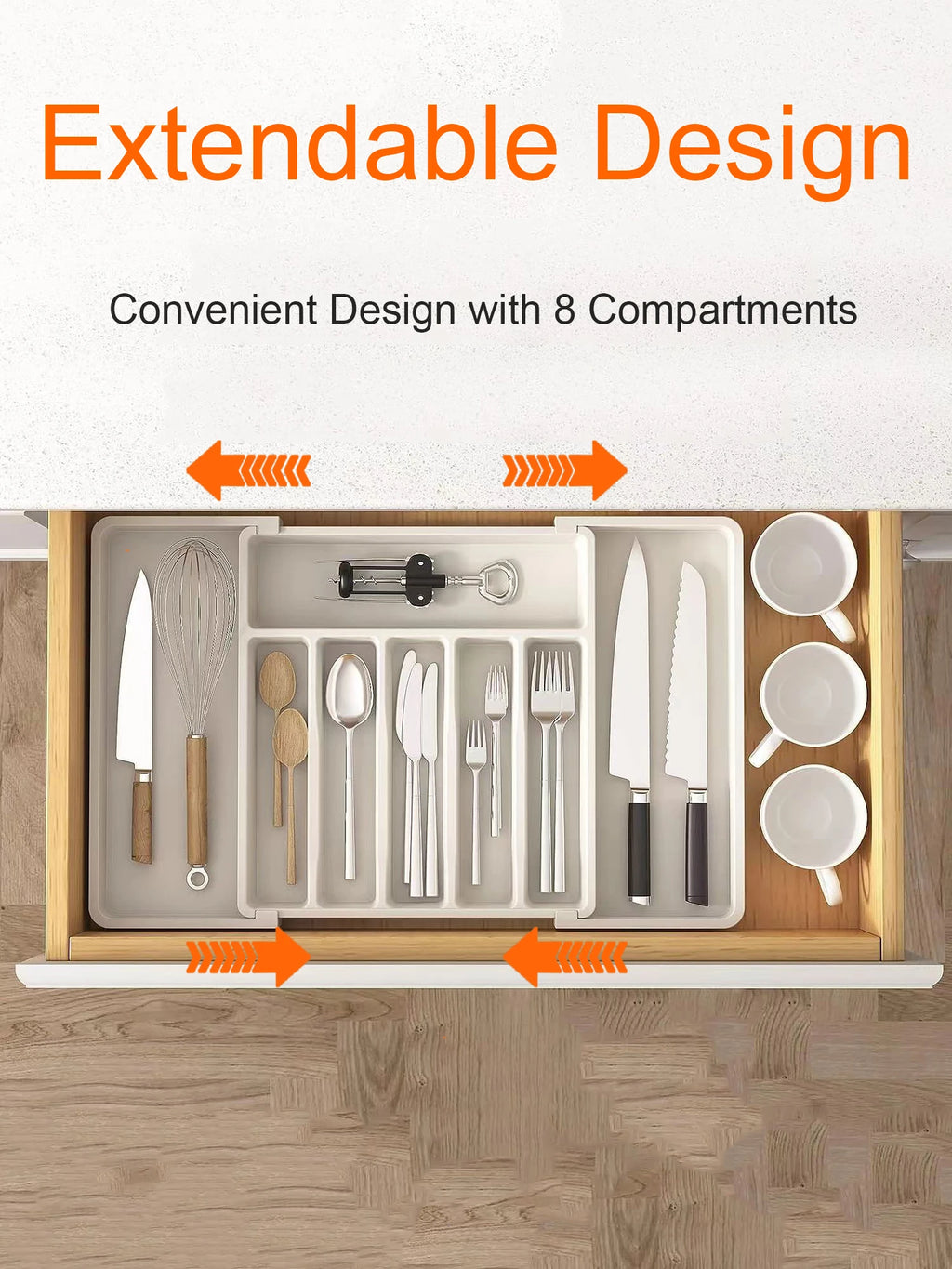 Expandable Cutlery Tray - Simple and directly descriptive.