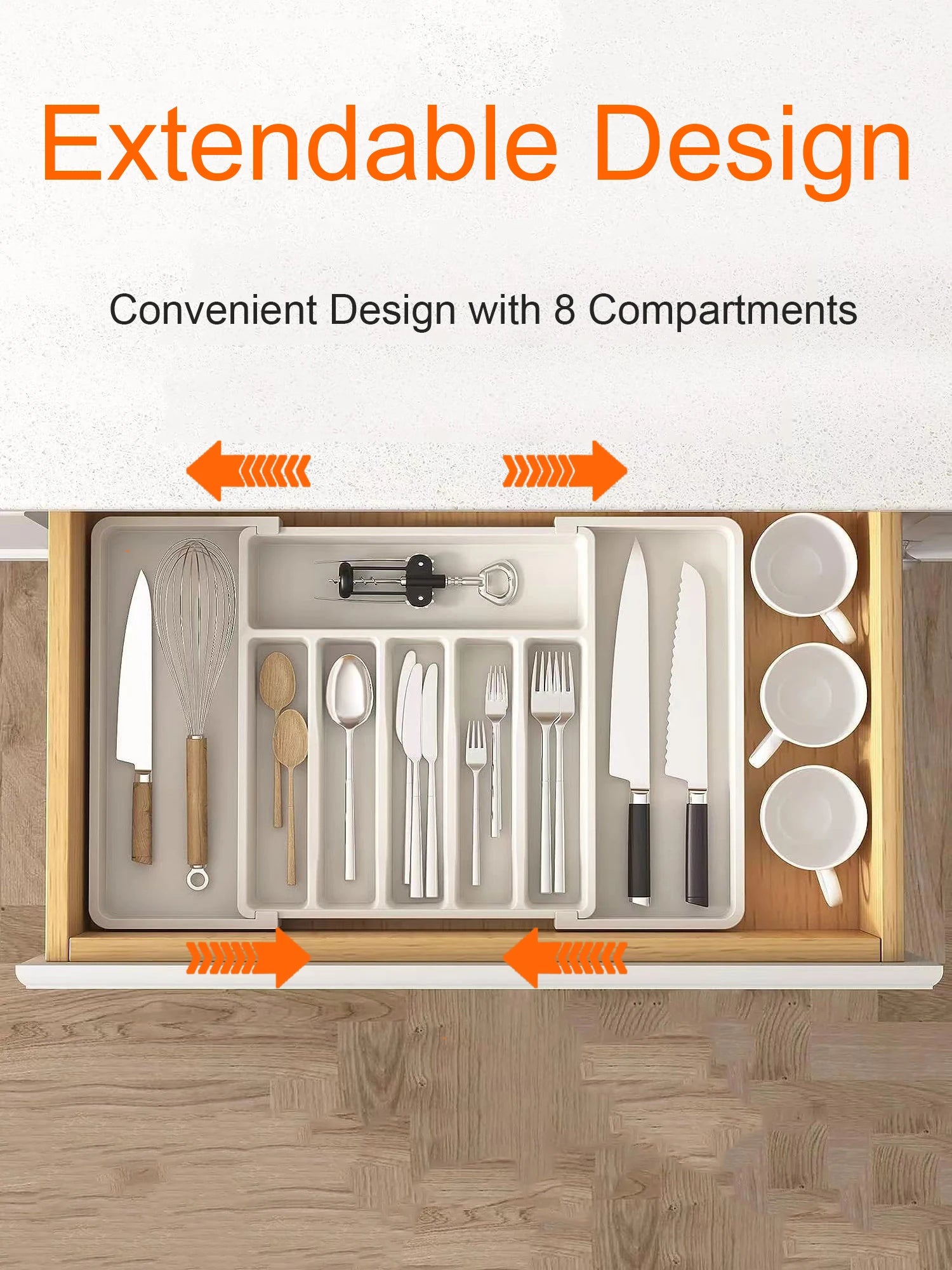 Expandable Cutlery Tray - Simple and directly descriptive.